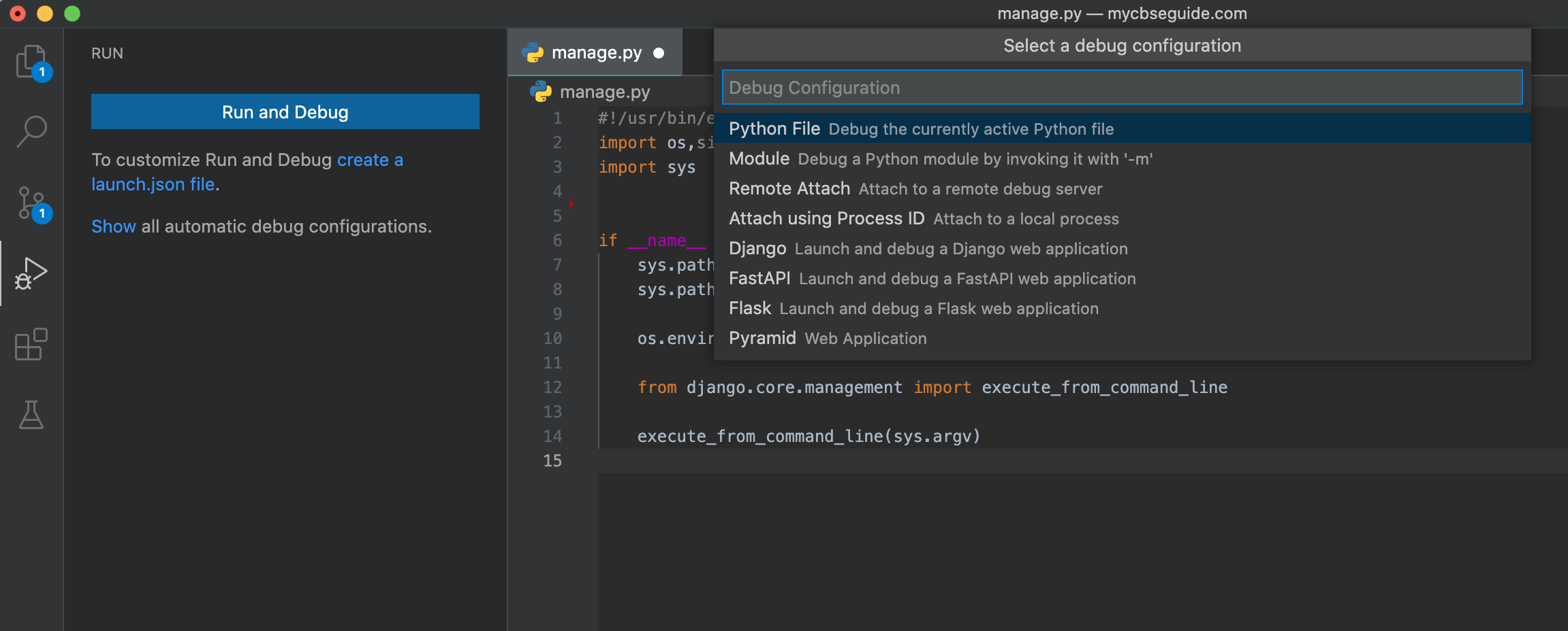 django with visual studio for mac