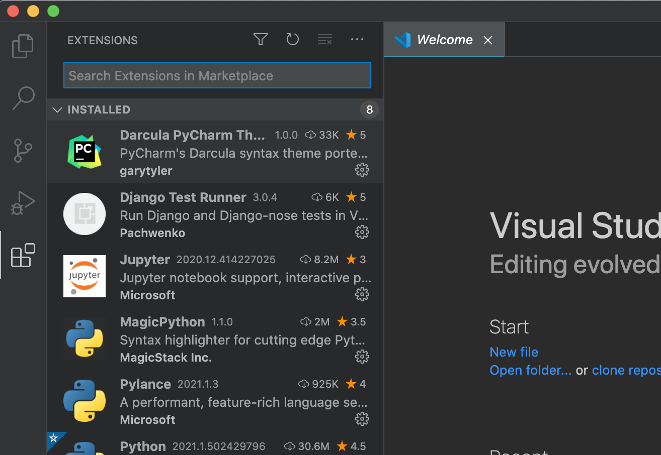 django development on visual studio code workspace